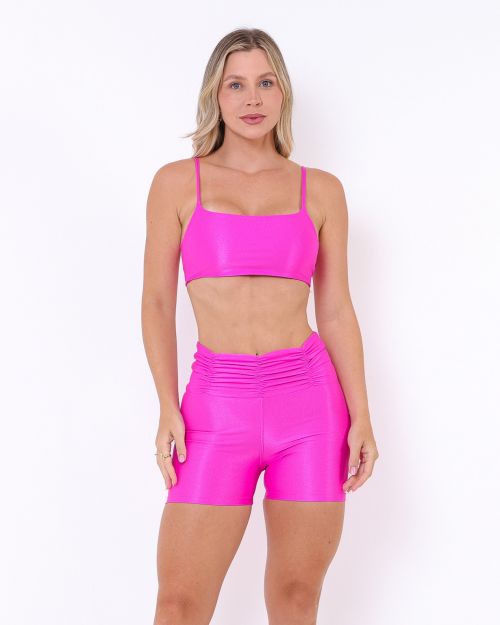 Conjunto Short Básico Cós Franzido Compressão + Top Ju