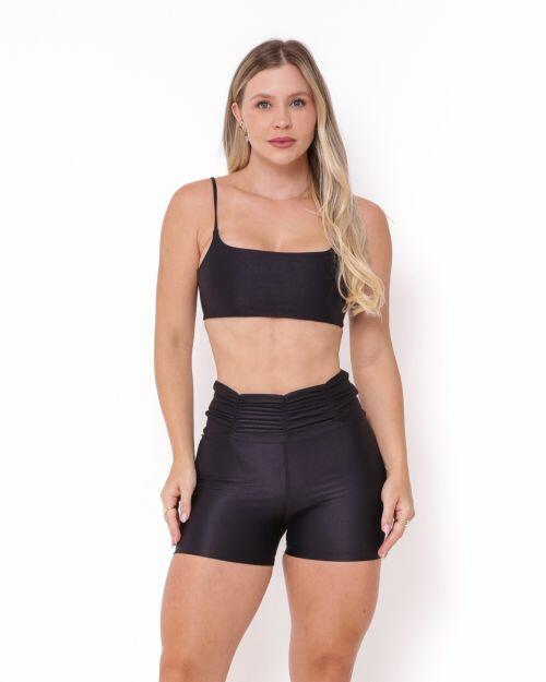 Conjunto Short Básico Cós Franzido Compressão + Top Ju