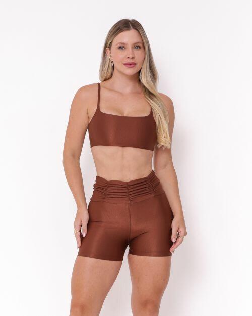 Conjunto Short Básico Cós Franzido Compressão + Top Ju