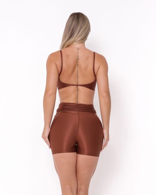 Conjunto Short Básico Cós Franzido Compressão + Top Ju