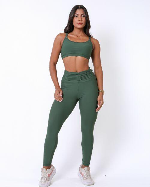 Conjunto Calça Básica Cós Franzido Light + Top Lu
