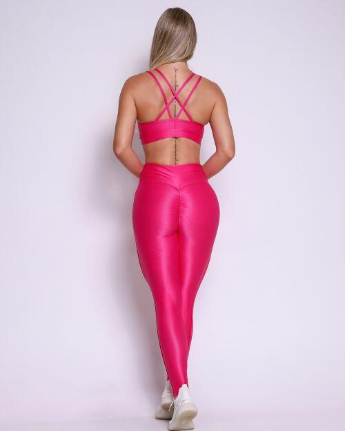 Conjunto Calça Legging Empina Vivo Cós Reto Compressão + Top Lu