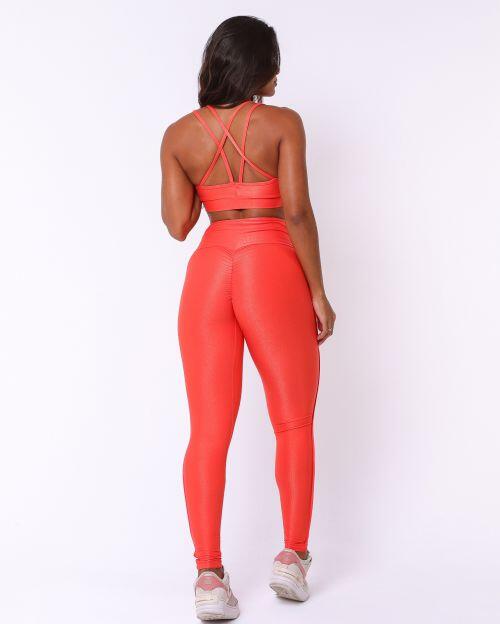 Conjunto Calça Legging Empina Vivo Cós Reto Compressão + Top Lu
