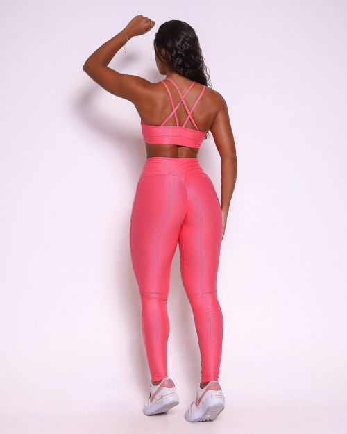 Conjunto Calça Legging Empina Vivo Cós Reto Compressão + Top Lu