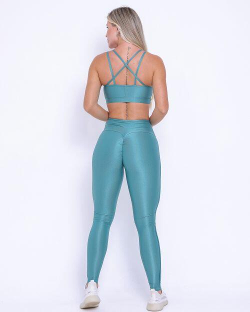 Conjunto Calça Legging Empina Vivo Cós Reto Compressão + Top Vivi