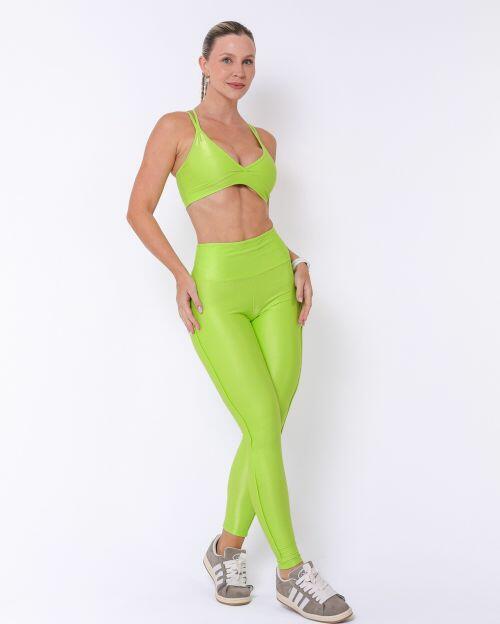 Conjunto Calça Legging Empina Vivo Cós Reto Compressão + Top Vivi