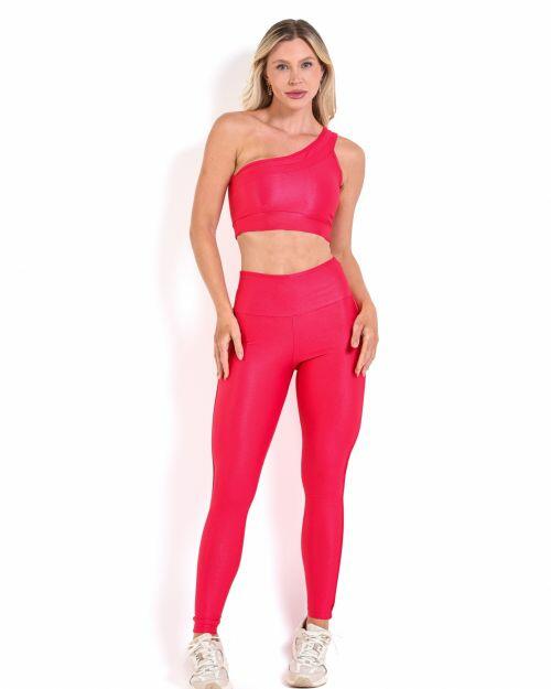 Conjunto Calça Legging Empina Vivo Cós Reto Compressão + Top Paloma