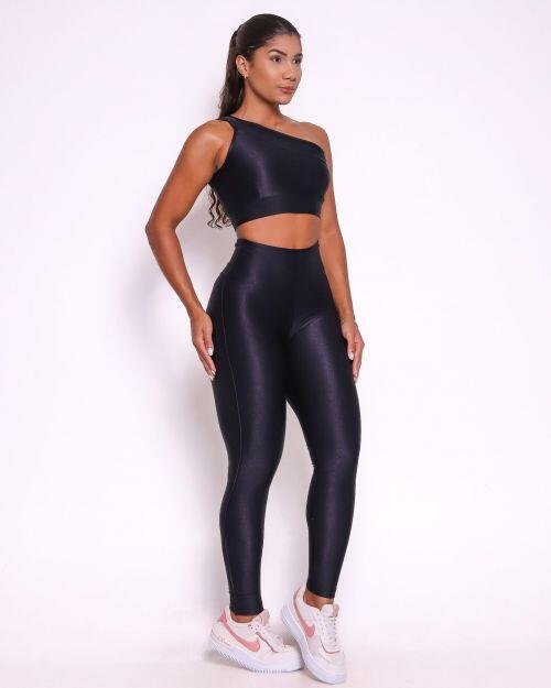 Conjunto Calça Legging Empina Vivo Cós Reto Compressão + Top Paloma