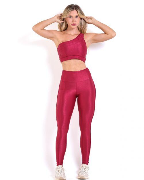 Conjunto Calça Legging Empina Vivo Cós Reto Compressão + Top Paloma