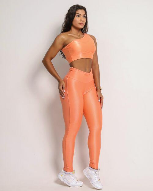Conjunto Calça Legging Empina Vivo Cós Reto Compressão + Top Paloma