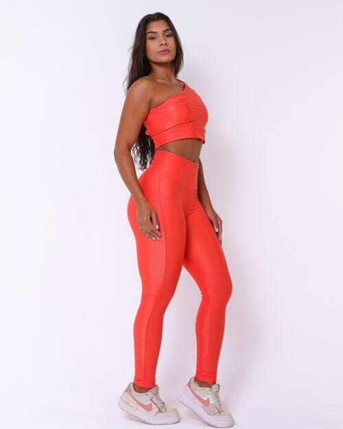 Conjunto Calça Legging Empina Vivo Cós Reto Compressão + Top Paloma