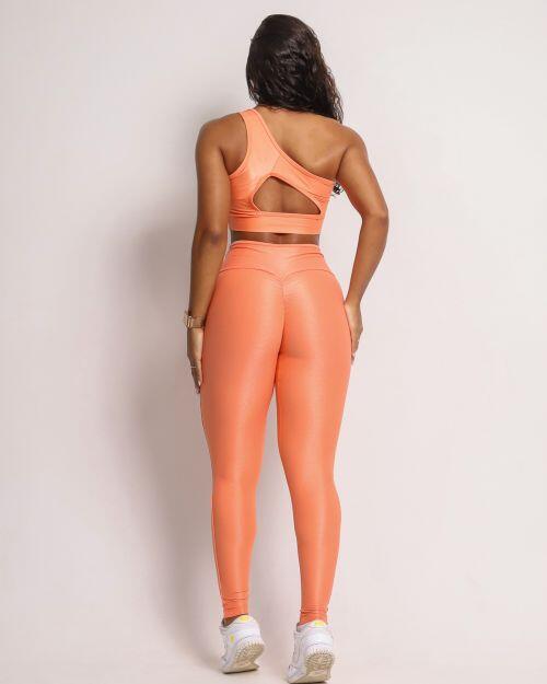 Conjunto Calça Legging Empina Vivo Cós Reto Compressão + Top Paloma