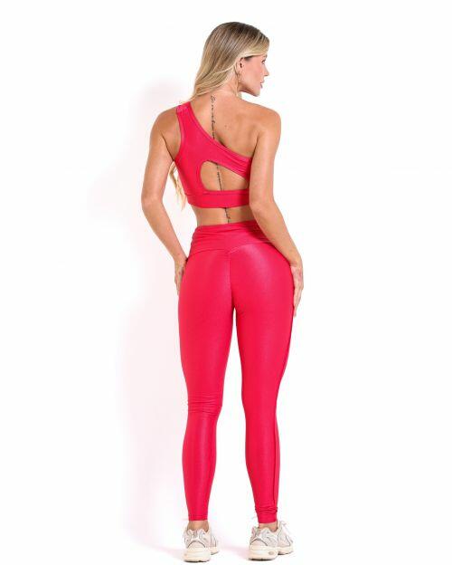 Conjunto Calça Legging Empina Vivo Cós Reto Compressão + Top Paloma