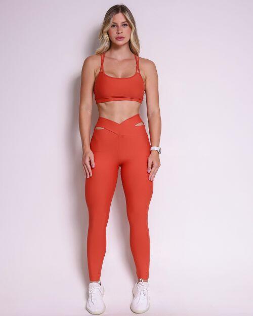 Conjunto Calça Legging Básica Cós Cruzado Light + Top Lu