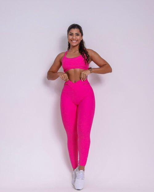 Conjunto Calça Legging Básica Cós Cruzado Light + Top Lu