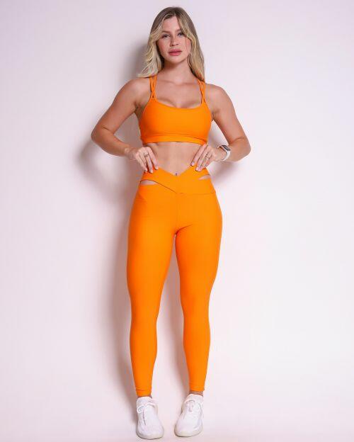 Conjunto Calça Legging Básica Cós Cruzado Light + Top Lu
