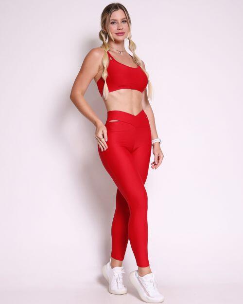Conjunto Calça Legging Básica Cós Cruzado Light + Top Lu
