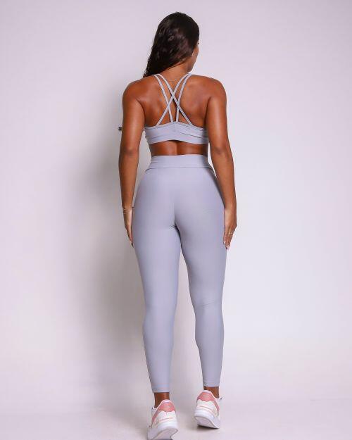 Conjunto Calça Legging Básica Cós Cruzado Light + Top Lu