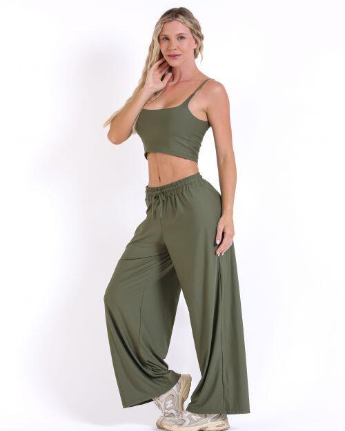 Conjunto Calça Pantalona Wide + Top Regatinha