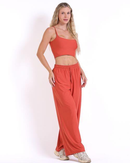 Conjunto Calça Pantalona Wide + Top Regatinha
