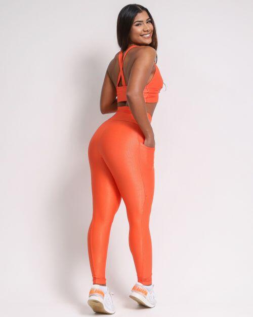 Conjunto Cal�a Legging B�sica Bolso Compress�o + Top Karol