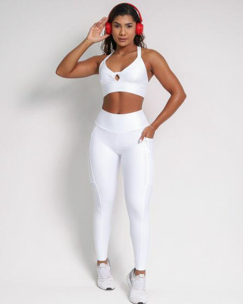 Conjunto Cal�a Legging B�sica Bolso Compress�o + Top Karol