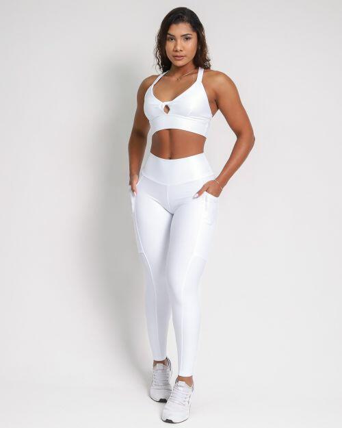 Conjunto Cal�a Legging B�sica Bolso Compress�o + Top Karol