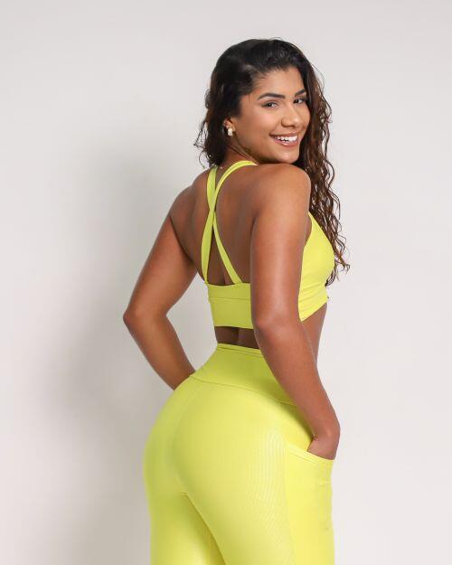 Conjunto Cal�a Legging B�sica Bolso Compress�o + Top Karol