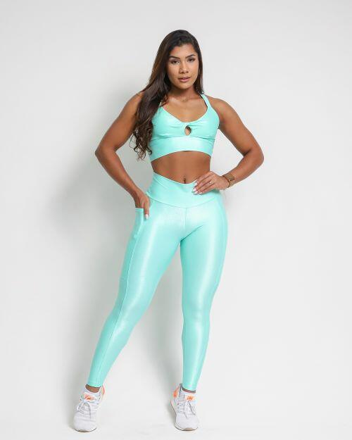 Conjunto Cal�a Legging B�sica Bolso Compress�o + Top Karol