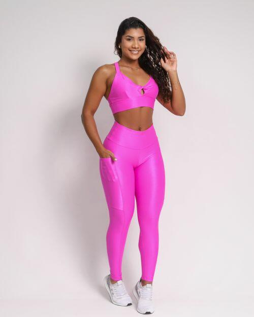 Conjunto Cal�a Legging B�sica Bolso Compress�o + Top Karol
