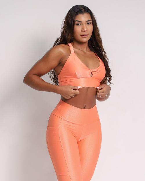 Conjunto Cal�a Legging B�sica Bolso Compress�o + Top Karol