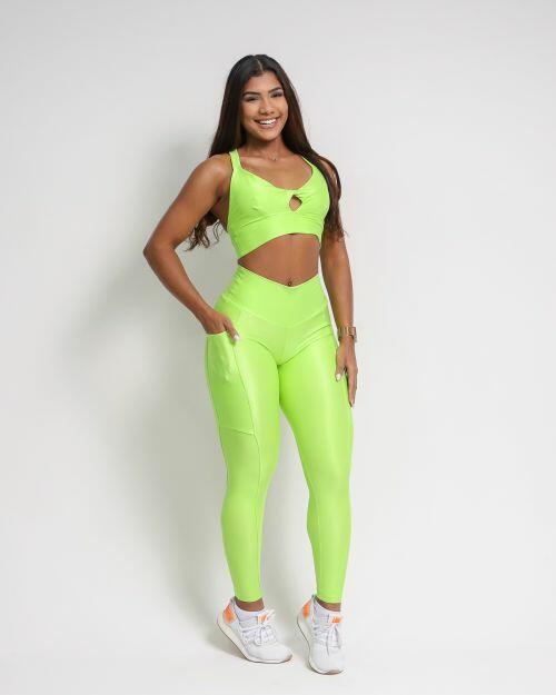Conjunto Cal�a Legging B�sica Bolso Compress�o + Top Karol