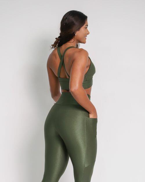 Conjunto Cal�a Legging B�sica Bolso Compress�o + Top Karol