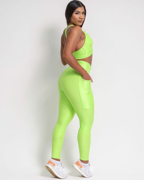 Conjunto Cal�a Legging B�sica Bolso Compress�o + Top Karol