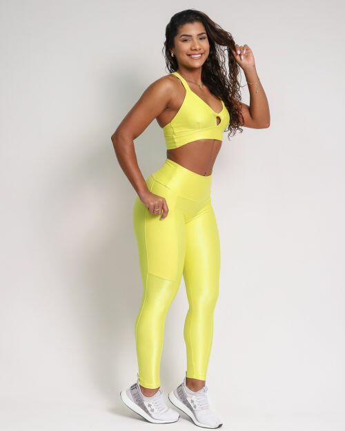 Conjunto Cal�a Legging B�sica Bolso Compress�o + Top Karol