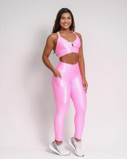 Conjunto Cal�a Legging B�sica Bolso Compress�o + Top Karol