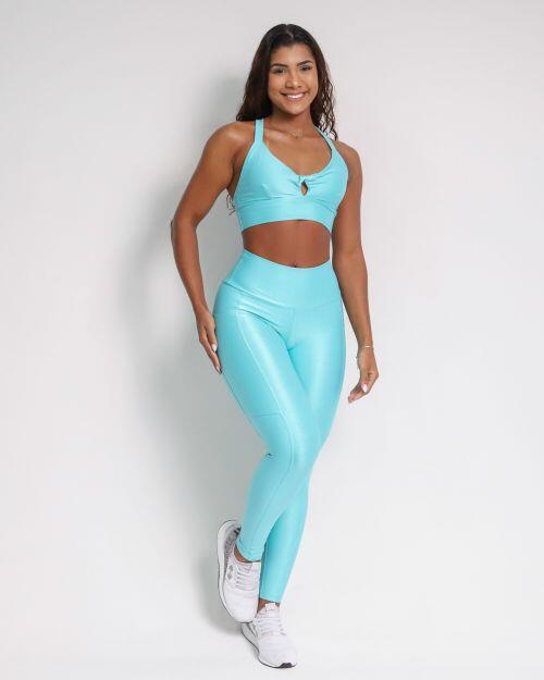 Conjunto Cal�a Legging B�sica Bolso Compress�o + Top Karol