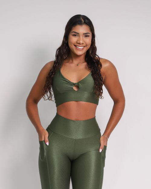Conjunto Cal�a Legging B�sica Bolso Compress�o + Top Karol