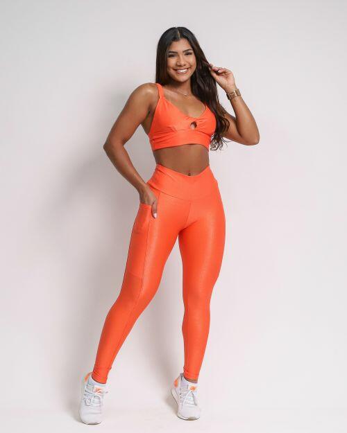 Conjunto Cal�a Legging B�sica Bolso Compress�o + Top Karol