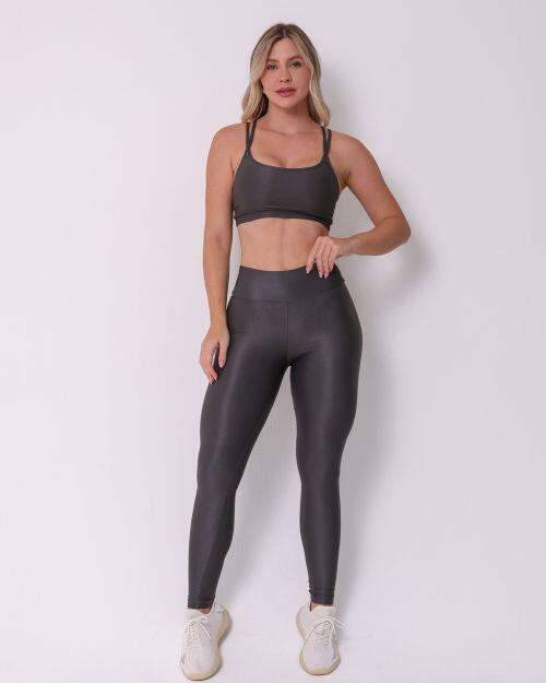 Conjunto Calça Legging Básica Compressão + Top Lu