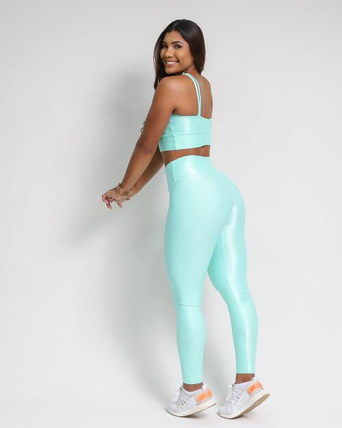 Conjunto Calça Legging Básica Compressão + Top Cruzado
