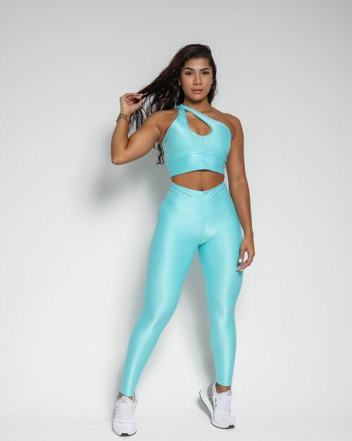 Conjunto Calça Legging Básica Compressão + Top Cruzado