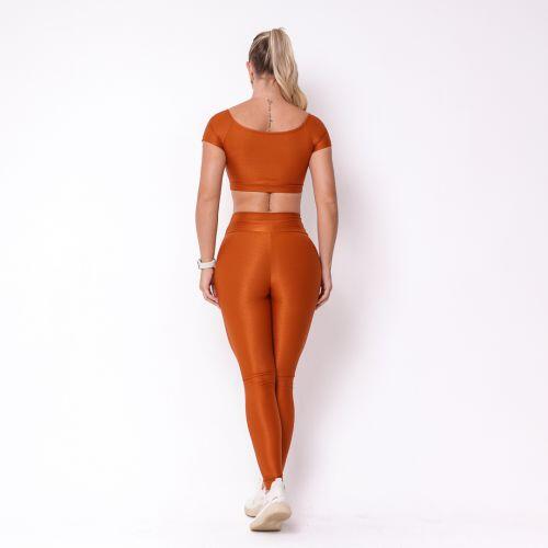 Conjunto Calça Legging Básica Compressão + Top Manguinha