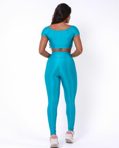 Conjunto Calça Legging Básica Compressão + Top Manguinha