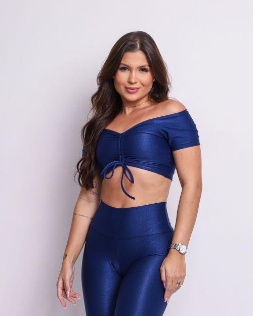 Conjunto Calça Legging Básica Compressão + Top Manguinha