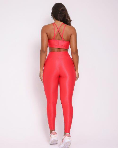 Conjunto Calça Legging Básica Bolso Compressão + Top Vivi