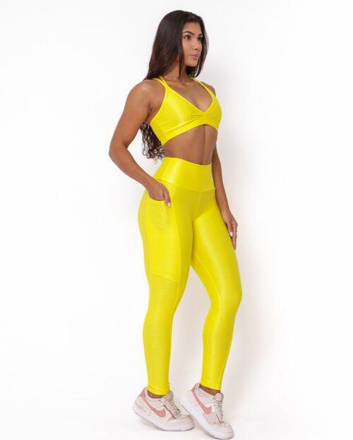 Conjunto Calça Legging Básica Bolso Compressão + Top Vivi