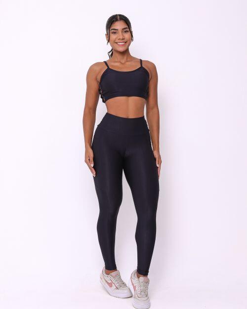 Conjunto Calça Legging Básica Bolso Compressão + Top Marta