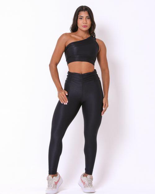 Conjunto Calça Básica Cós Franzido Compressão + Top Paloma