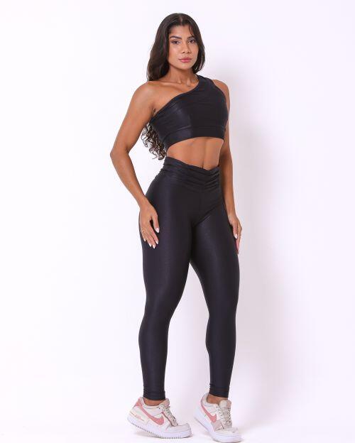 Conjunto Calça Básica Cós Franzido Compressão + Top Paloma